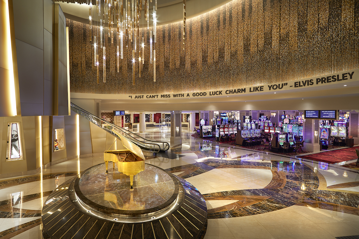 Staircase with slot machines at the bottom